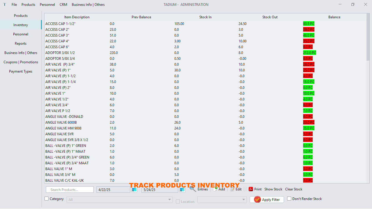 TRACK INVENTORY