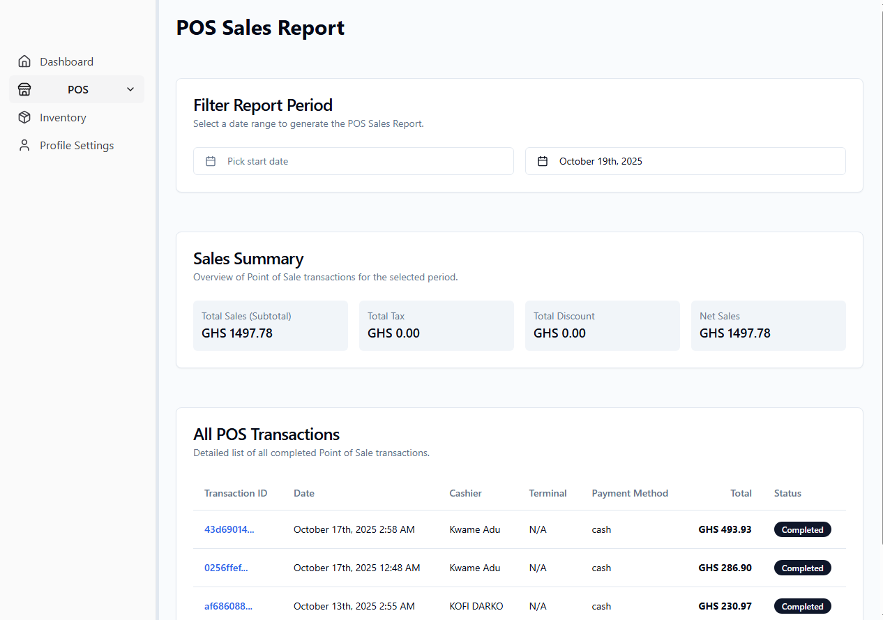 POS Sales Report
